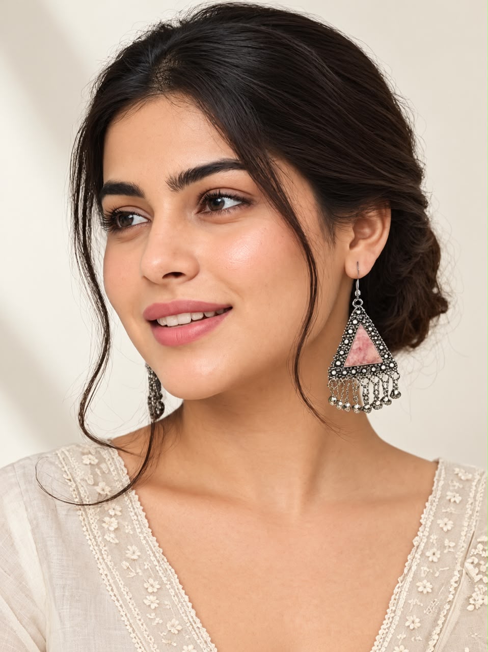 Pink Petal Triangle Danglers