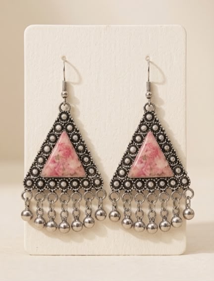 Pink Petal Triangle Danglers