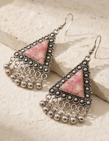 Pink Petal Triangle Danglers