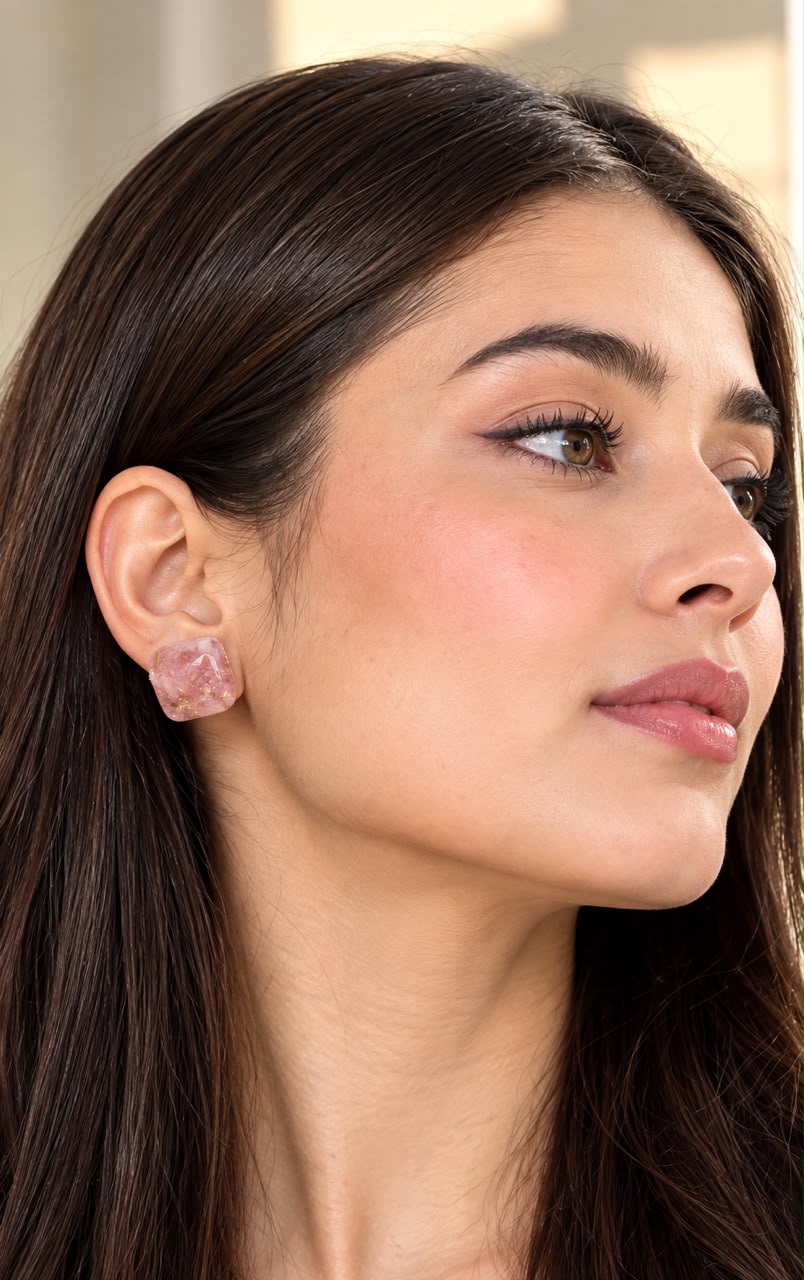 Blush and Bloom Resin Earrings