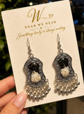 Vintage Black Floral Danglers