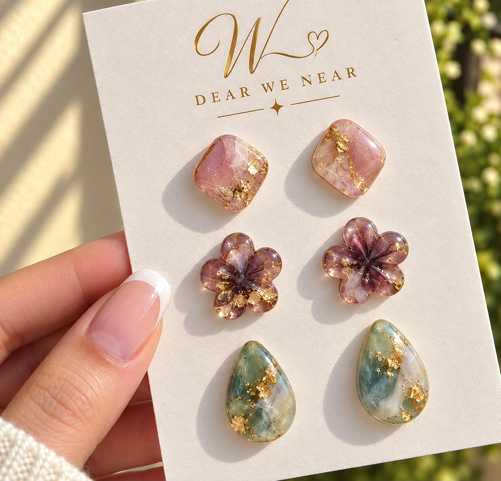 Blush and Bloom Resin Earrings