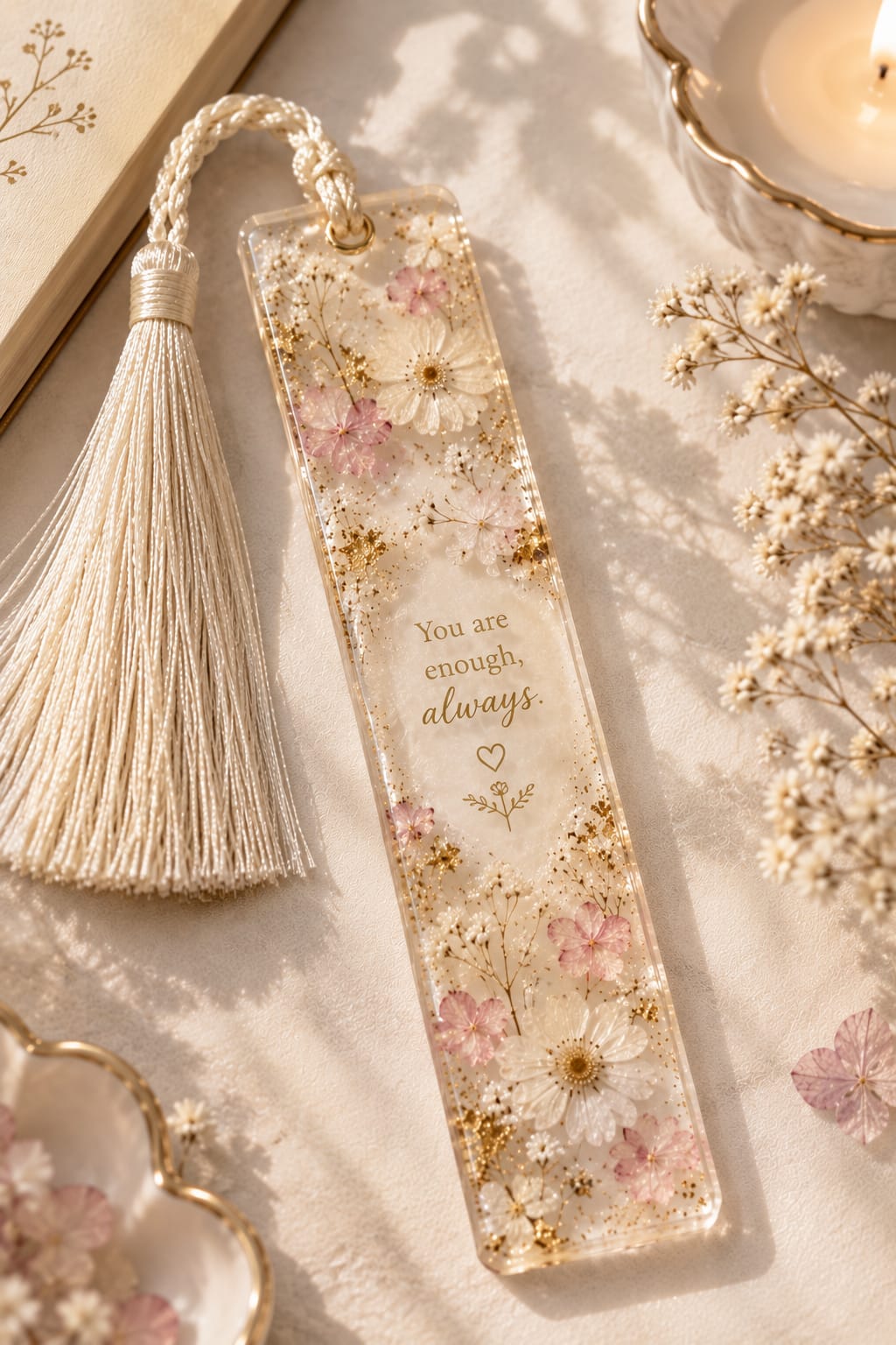 Petals of Hope Handmade Floral Resin Bookmark